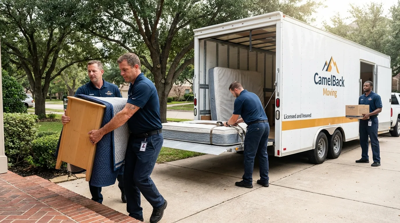 Crew loading residential truck for cross-state move from Olean, NY