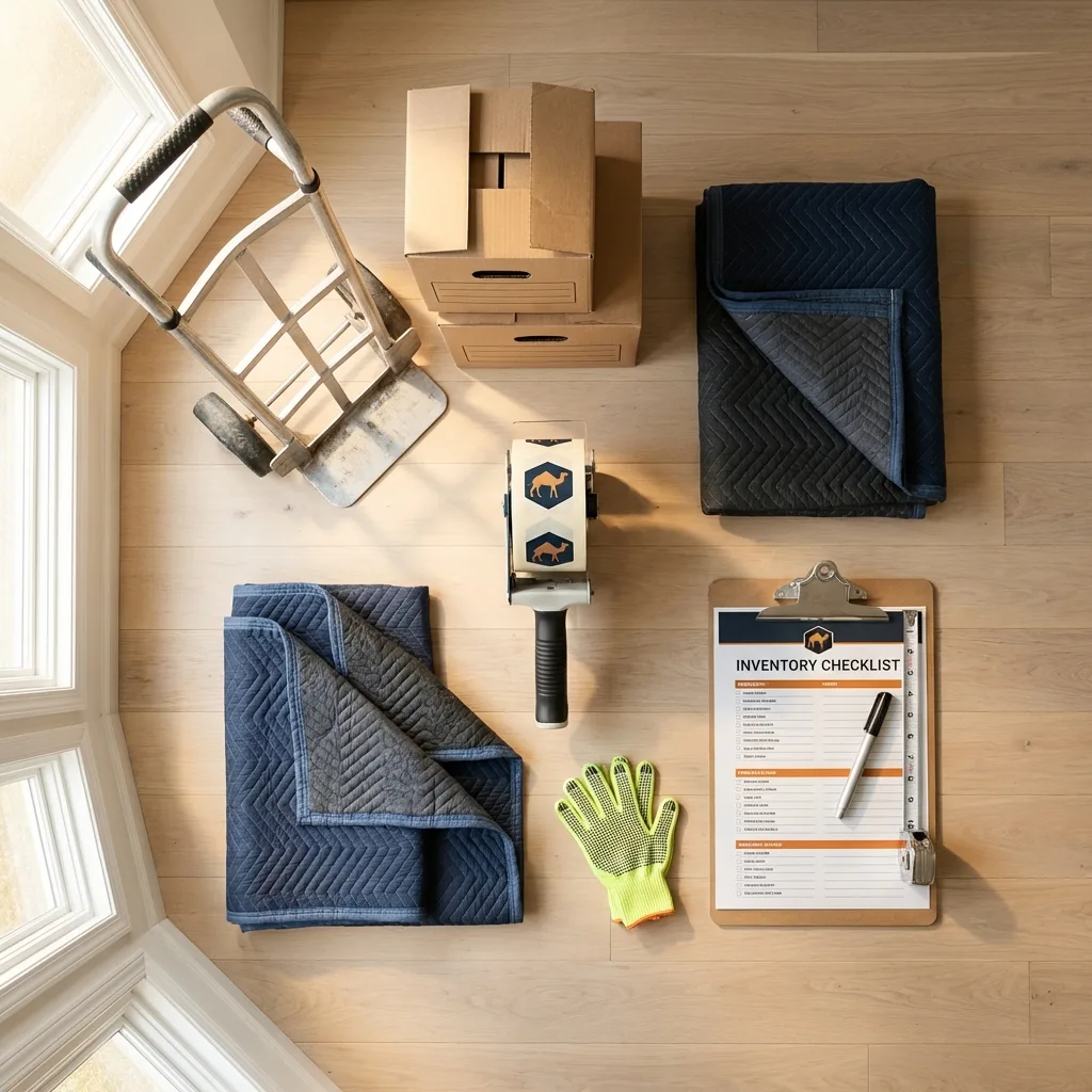 Professional moving supplies and packing materials layout for Olean residential relocations